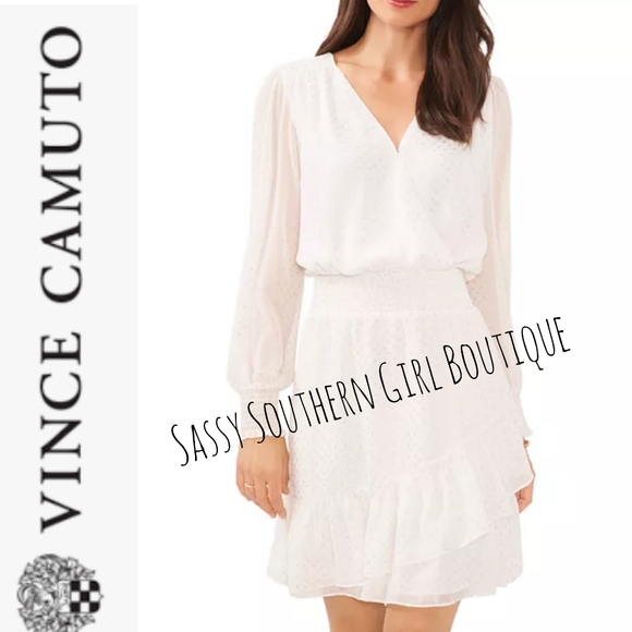 ⭐🆕 Vince Camuto white and gold metallic print mini dress - Picture 11 of 15